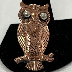 Vintage Copper Bell. Owl Pin/Brooch. Whoooooooo!